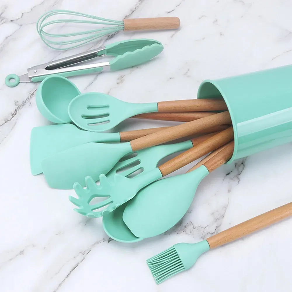 🥄 12-Piece Silicone Kitchen Utensil Set – Durable, Non-Stick & BPA-Free Cooking Essentials 🍳
