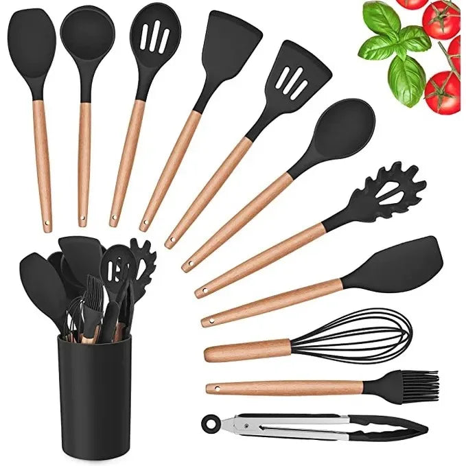 🥄 12-Piece Silicone Kitchen Utensil Set – Durable, Non-Stick & BPA-Free Cooking Essentials 🍳