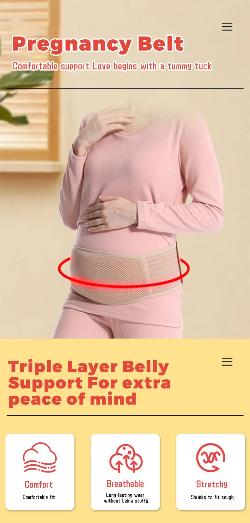 Soft Breathable Pregnancy Maternity Belly Band for Pregnant Women Adjustable Maternity Belt All Stages of Pregnancy  Postpartum