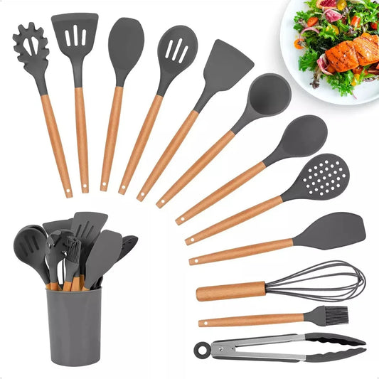 🥄 12-Piece Silicone Kitchen Utensil Set – Durable, Non-Stick & BPA-Free Cooking Essentials 🍳