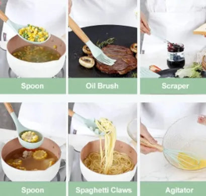 🥄 12-Piece Silicone Kitchen Utensil Set – Durable, Non-Stick & BPA-Free Cooking Essentials 🍳