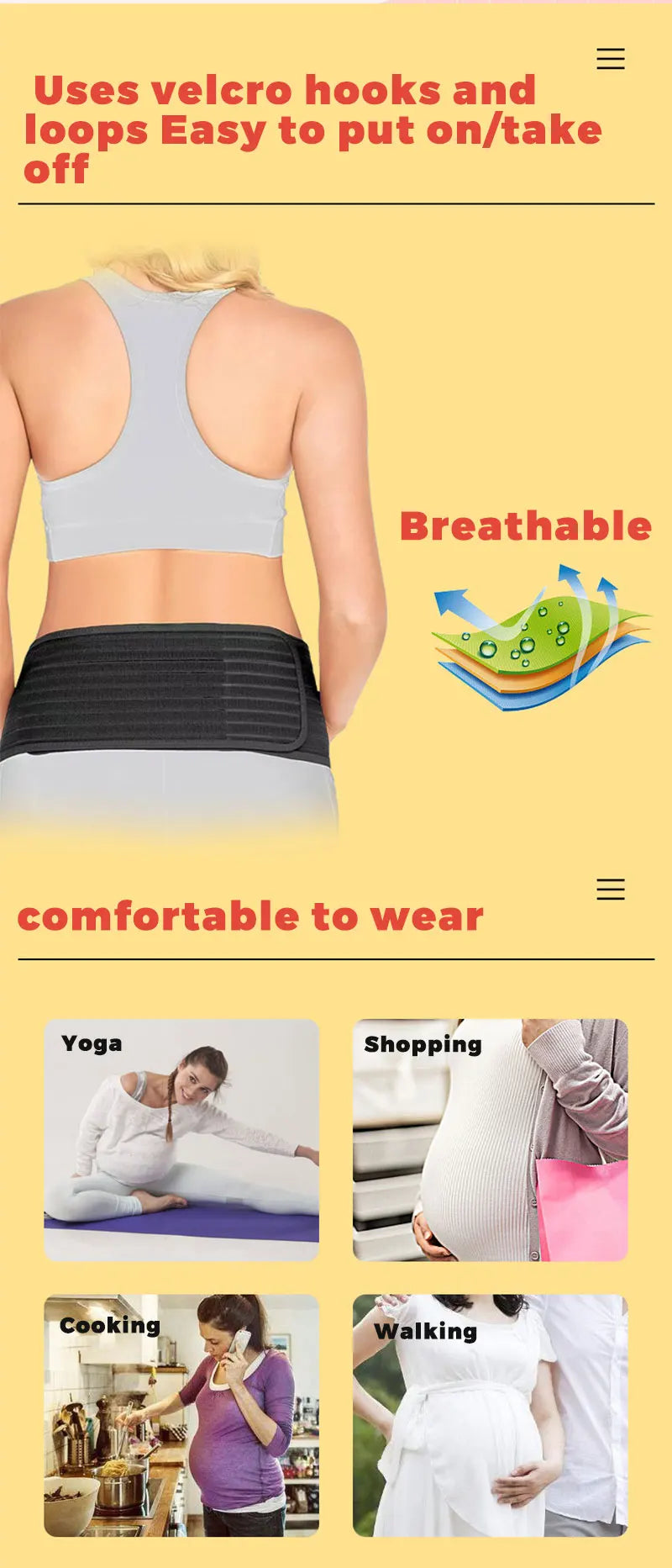 Soft Breathable Pregnancy Maternity Belly Band for Pregnant Women Adjustable Maternity Belt All Stages of Pregnancy  Postpartum