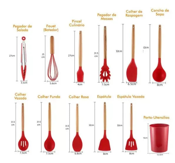 🥄 12-Piece Silicone Kitchen Utensil Set – Durable, Non-Stick & BPA-Free Cooking Essentials 🍳