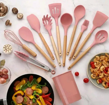 🥄 12-Piece Silicone Kitchen Utensil Set – Durable, Non-Stick & BPA-Free Cooking Essentials 🍳