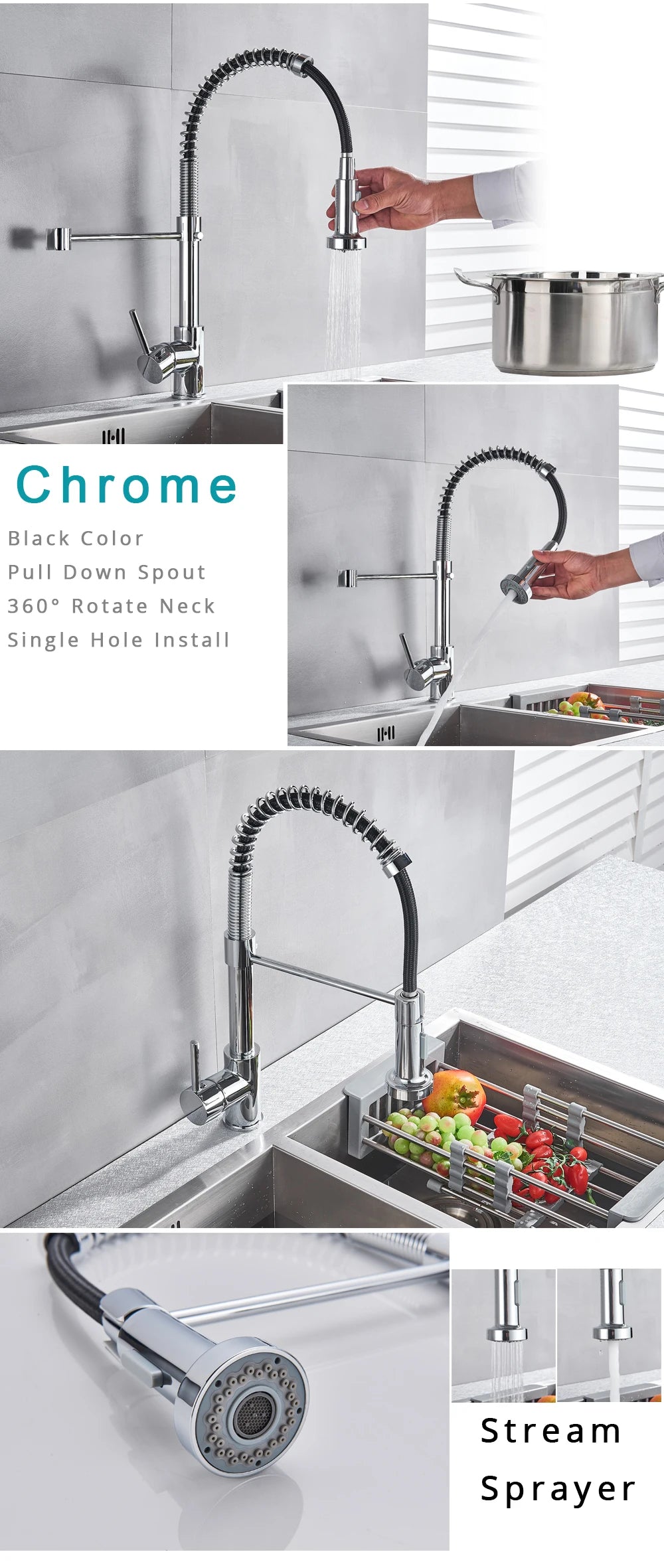 🚰 Rozin Matte Black 360° Rotating Kitchen Mixer Tap – Sleek Design, Dual Mode & Effortless Functionality 🖤