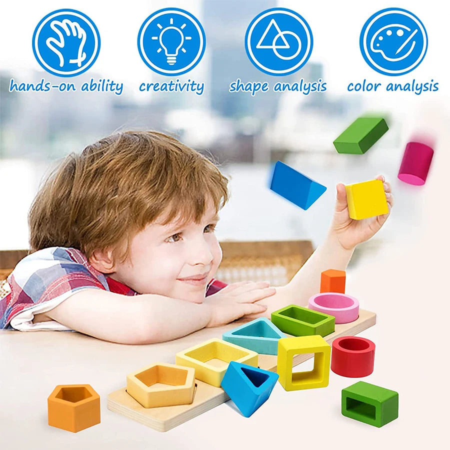🌈 Montessori Wooden Sorting & Stacking Toy – Educational Fun for Curious Little Learners 🧩