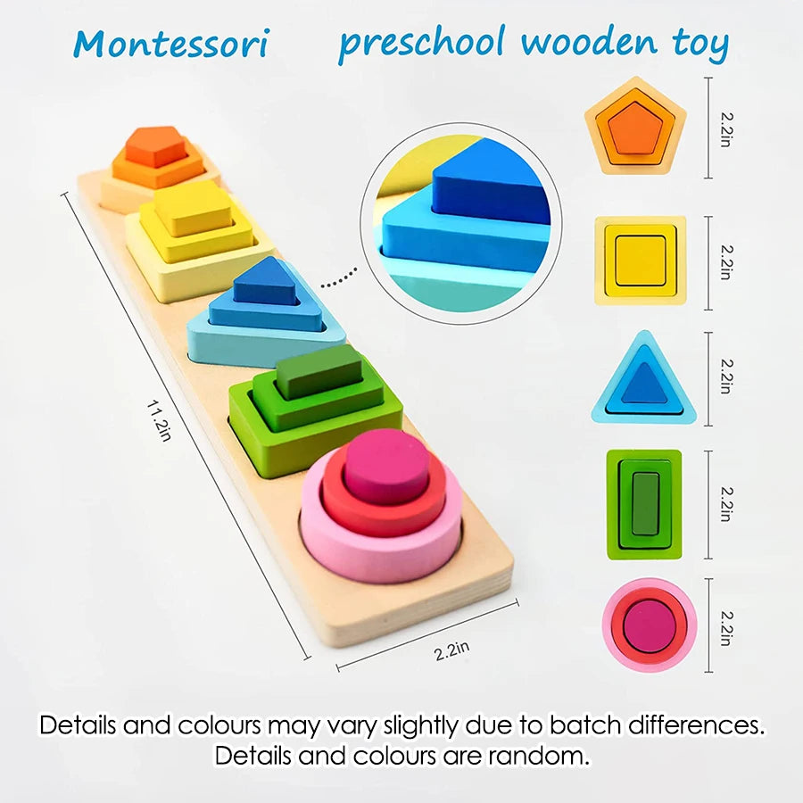 🌈 Montessori Wooden Sorting & Stacking Toy – Educational Fun for Curious Little Learners 🧩