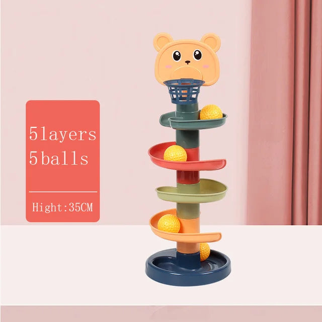 🎡 Montessori Rolling Ball Tower – Fun Stacking & Tracking Toy for Early Learning and Development 🧠