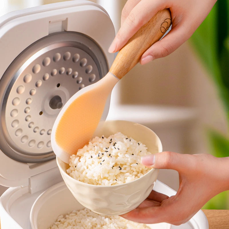 Silicone Rice Spoon – Non-Stick Wooden Handle Kitchen Tool