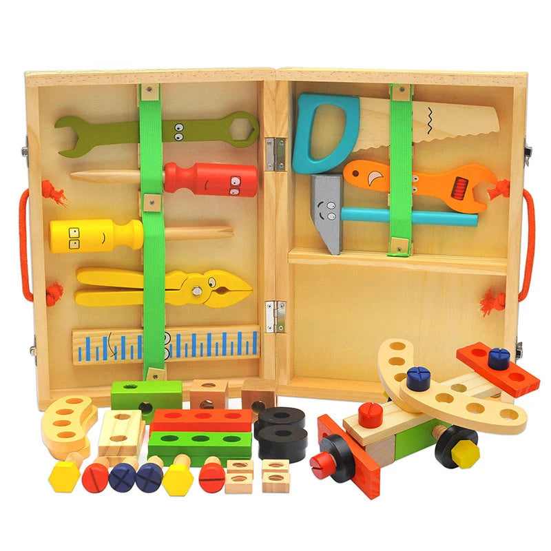 Montessori Tool Set – Wooden Kids Toolbox Educational Toy