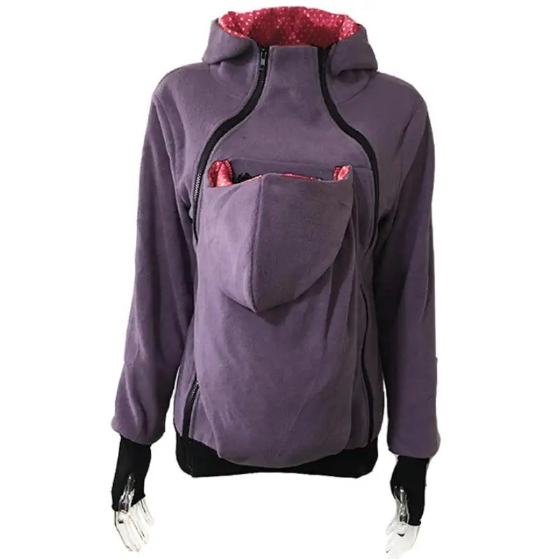 Multifunctional Mom Hoodie – Warm Detachable Baby Pouch