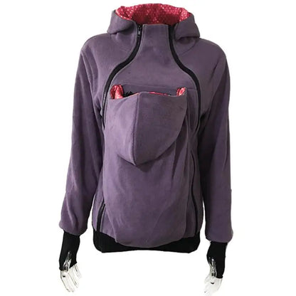 Multifunctional Mom Hoodie – Warm Detachable Baby Pouch