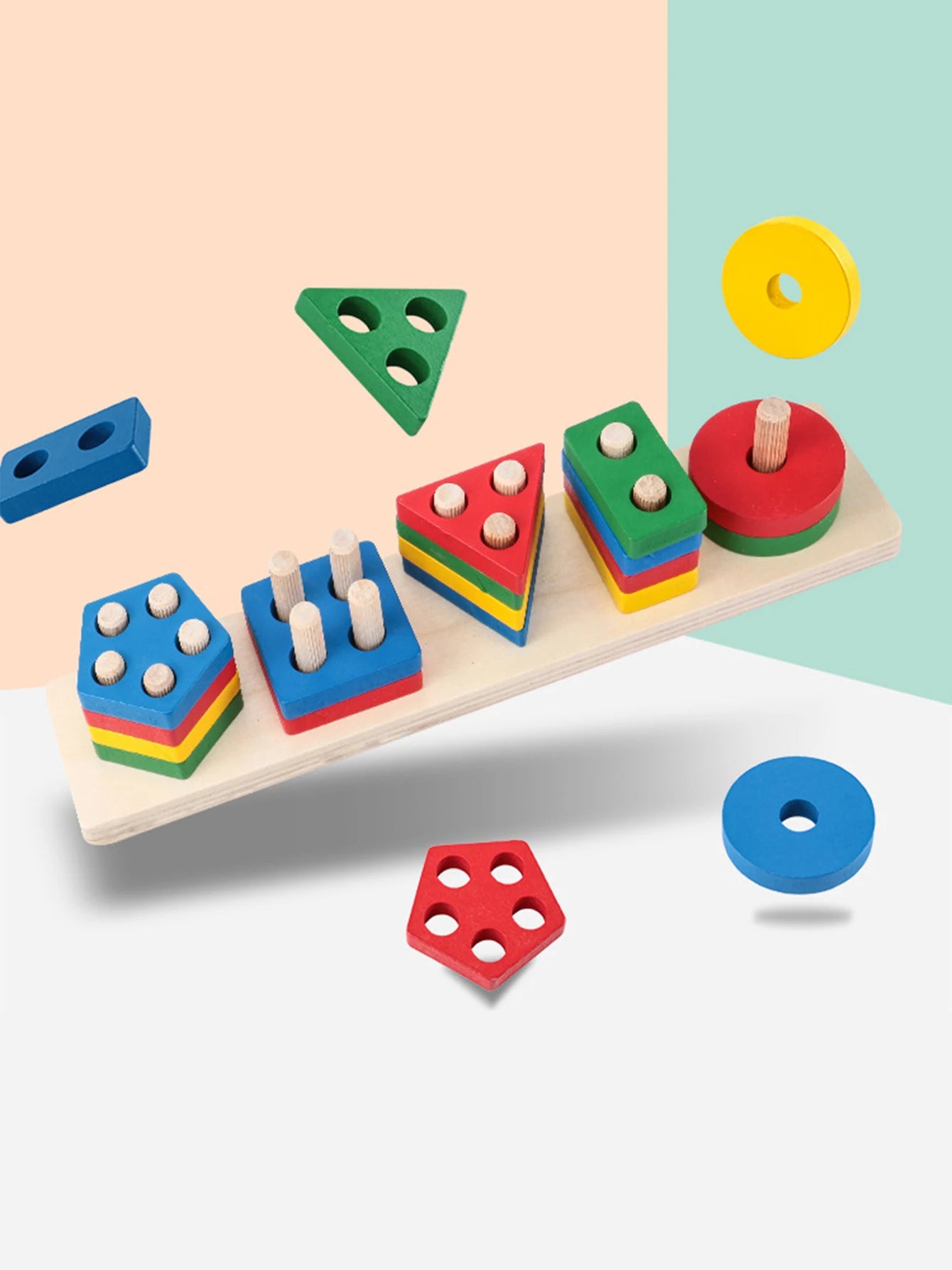 🌈 Montessori Wooden Sorting & Stacking Toy – Educational Fun for Curious Little Learners 🧩