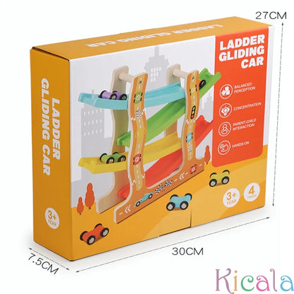 Wooden Car Ramp Toy – Racing Track Slide for Kids
