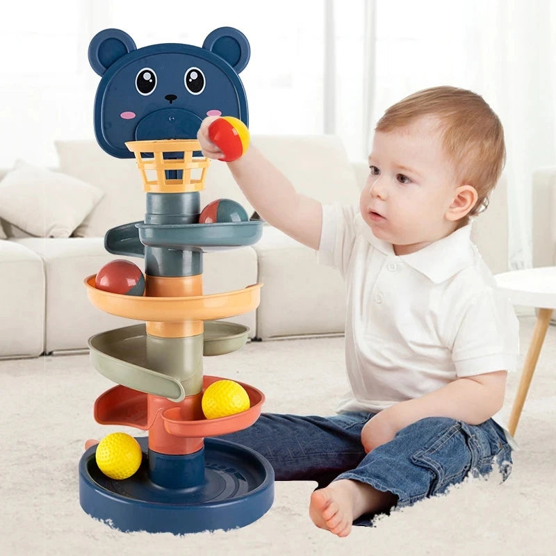🎡 Montessori Rolling Ball Tower – Fun Stacking & Tracking Toy for Early Learning and Development 🧠