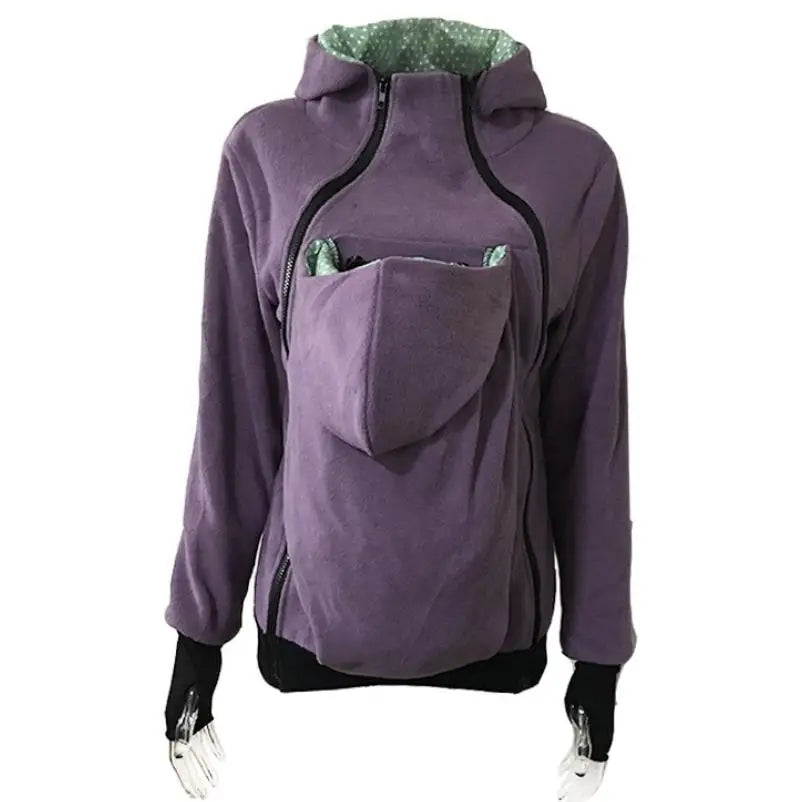 Multifunctional Mom Hoodie – Warm Detachable Baby Pouch