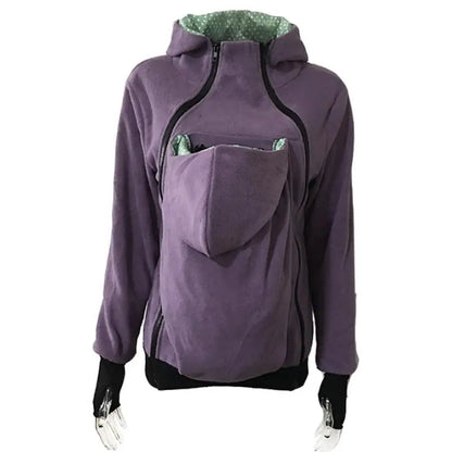 Multifunctional Mom Hoodie – Warm Detachable Baby Pouch