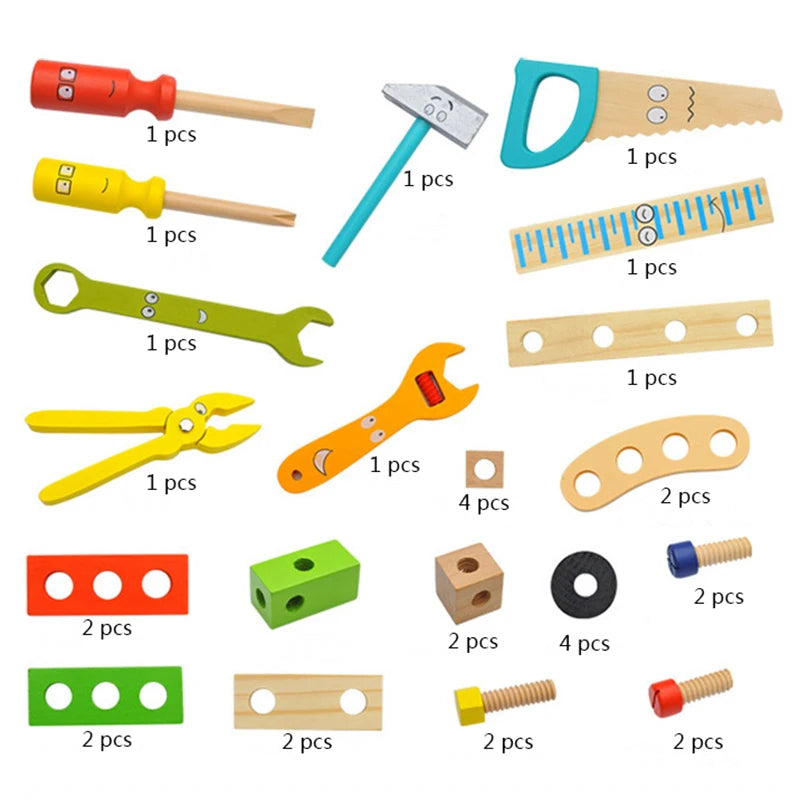 Montessori Tool Set – Wooden Kids Toolbox Educational Toy
