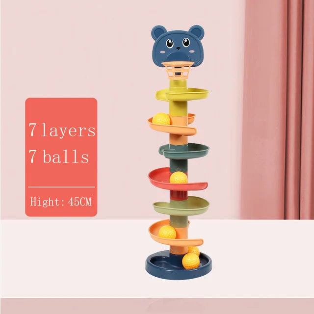 🎡 Montessori Rolling Ball Tower – Fun Stacking & Tracking Toy for Early Learning and Development 🧠