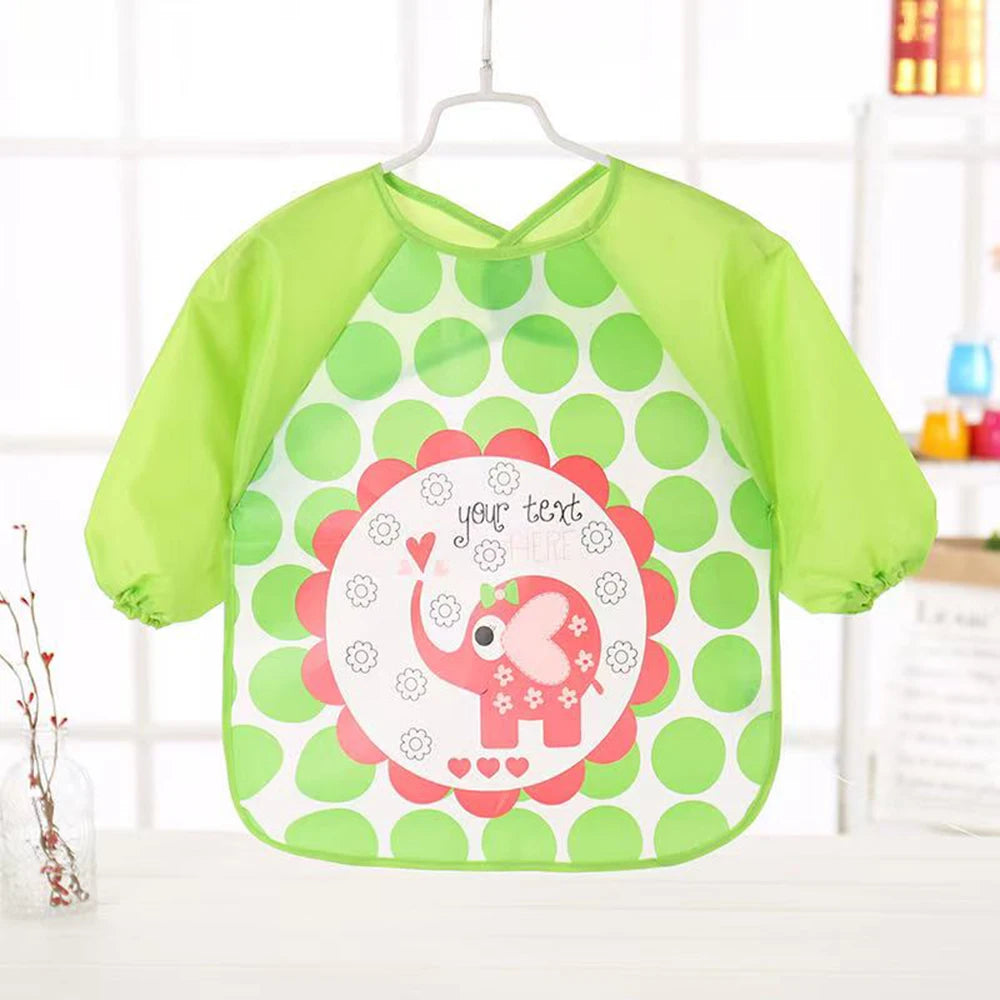 🌈 0–3 Years Waterproof Long-Sleeve Feeding Bib – Soft, Cute & Mess-Free Mealtimes! 🌈