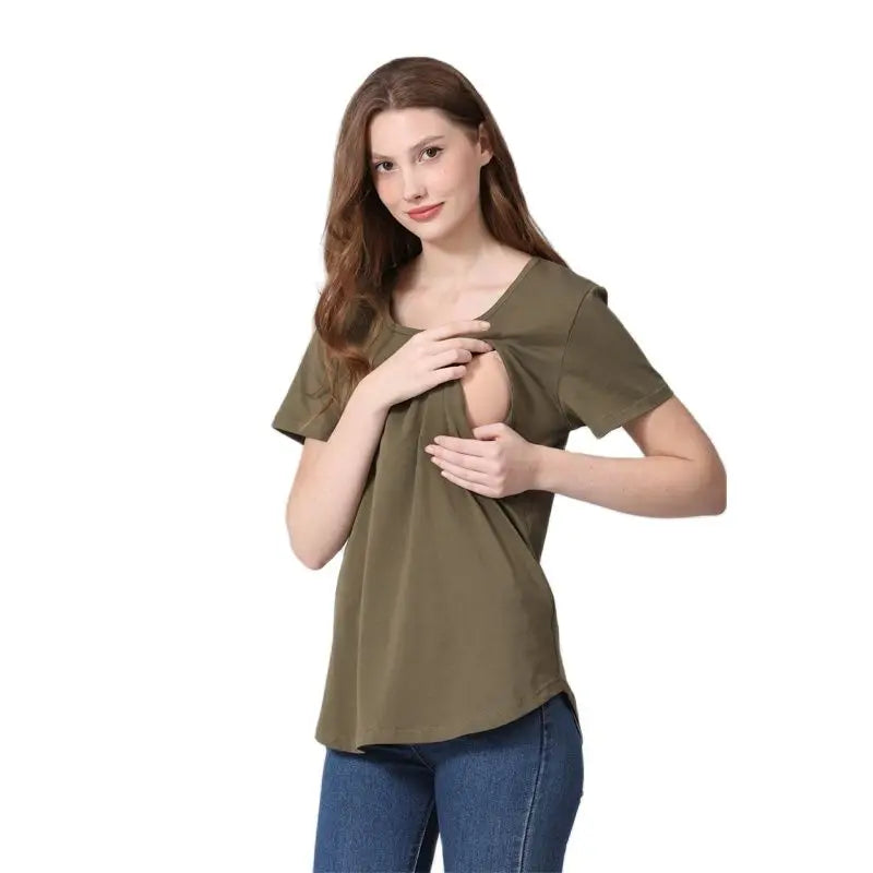 BlossomEase™ Maternity & Nursing T-Shirt – Comfort, Confidence & Style for Every Mum