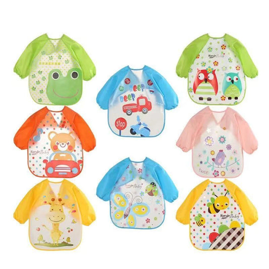 🌈 0–3 Years Waterproof Long-Sleeve Feeding Bib – Soft, Cute & Mess-Free Mealtimes! 🌈