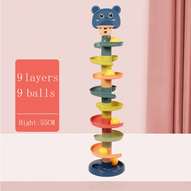 🎡 Montessori Rolling Ball Tower – Fun Stacking & Tracking Toy for Early Learning and Development 🧠