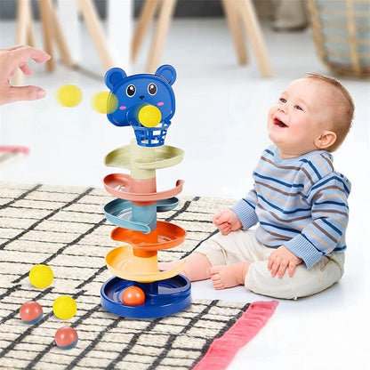🎡 Montessori Rolling Ball Tower – Fun Stacking & Tracking Toy for Early Learning and Development 🧠