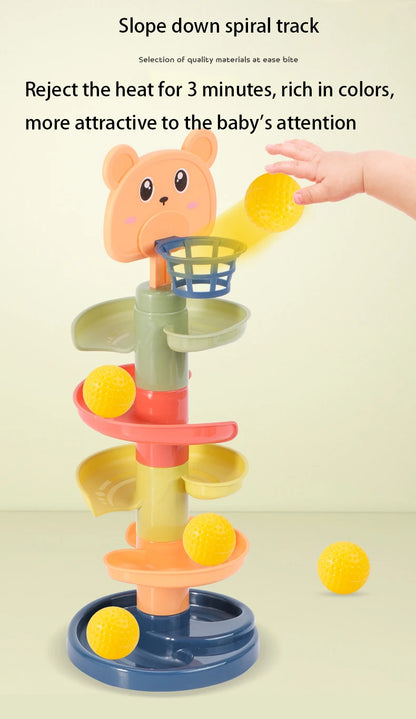 🎡 Montessori Rolling Ball Tower – Fun Stacking & Tracking Toy for Early Learning and Development 🧠
